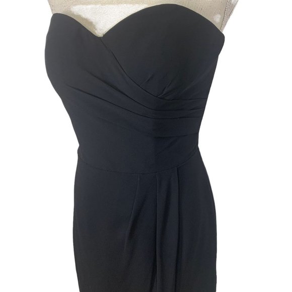 Bill Levkoff Black Strapless Chiffon Sweetheart Sheath Mini Dress Size 8 - Picture 2 of 11